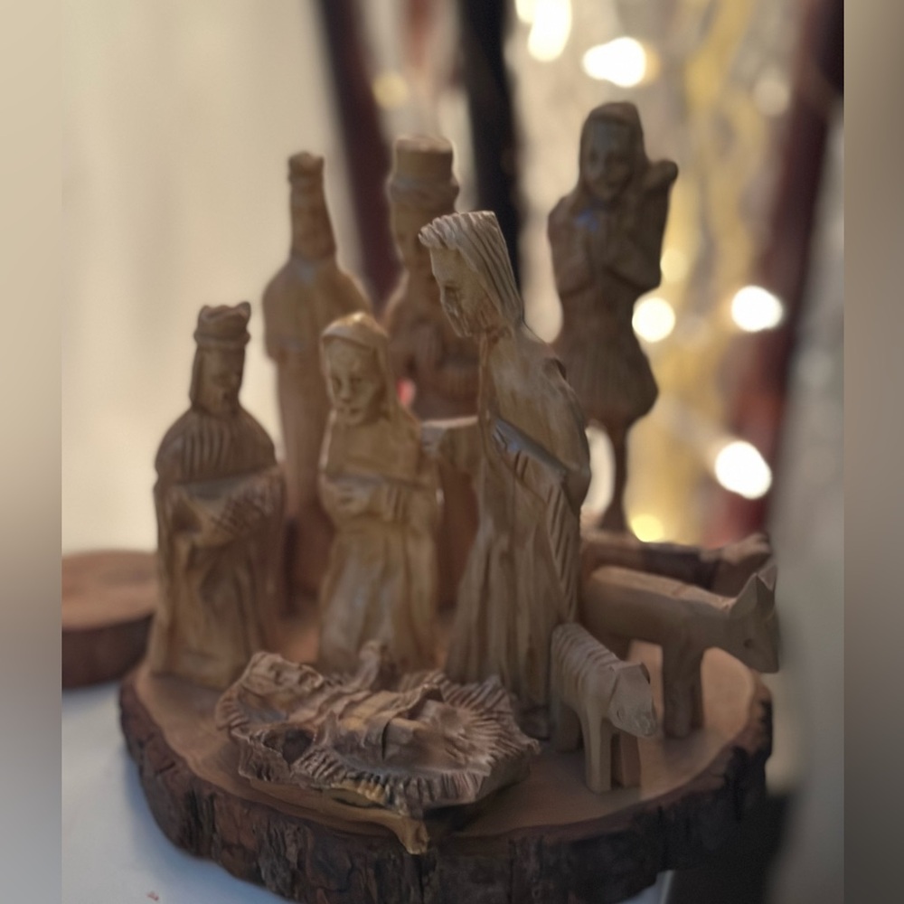 11 Pieces Nativity Scene Set Hand Carved From Olive Wood